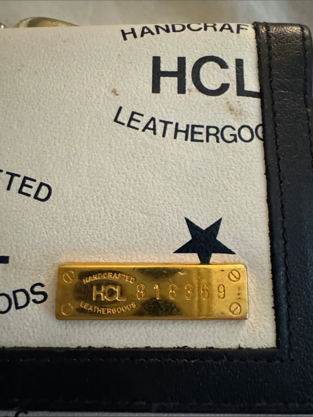 HCL Handcrafted White & Black wallet with Gold Accent. Made in Germany